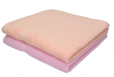 Betz 2 Stück Duschtücher PALERMO Größe 70 cm x 140 cm 100% Baumwolle Duschtuch-Set Farbe apricot und rosé
