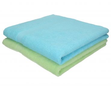 Betz 2 unidades set toallas de ducha serie Palermo color turquesa  y verde  100% algodon 2 toallas de ducha 70x140 cm de Betz