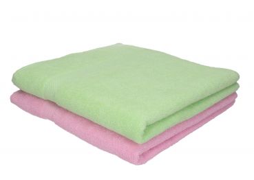 Lot de 2 serviettes Palermo taille 70 x 140 cm couleur vert et rose de Betz