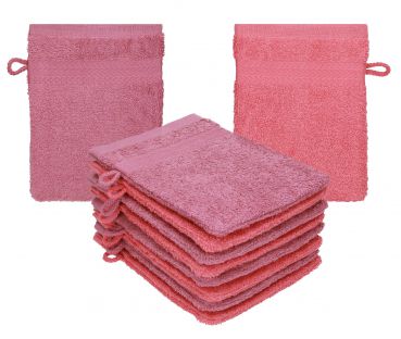 Betz Paquete de 10 manoplas de baño PREMIUM 100% algodón 16x21 cm rojo frambuesa y rojo baya