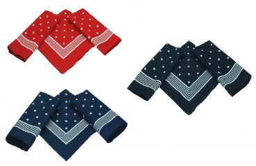 Pañuelos bandanas para el cuello o la cabeza con el motivo de paisley clásico, 3 piezas, tamaño 55x55cm, 100% algodón, de color azul marino - Kopie