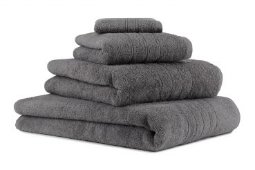 Set di 4 asciugamani da bagno DELUXE, colore: grigio antracite, 1 asciugamano da bagno, 1 asciugamano da doccia, 1 asciugamano e 1 lavetta, qualità 430 g/m²