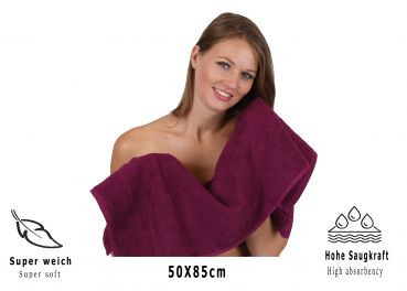 Betz Juego de 4 toallas DELUXE 100% algodón de color morado