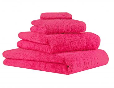 4 Piece Bath Towel/Sauna Towel Set DELUXE Colour: fuchsia, 1 bath sheet, 1 bath towel, 1 hand towel and 1 face cloth