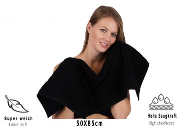 Betz Juego de 4 piezas de toallas DELUXE 100% algodón 1 toalla de baño 1 toalla de ducha 1 toalla y 1 toalla cara de color negro