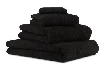 Lot de 4 serviettes/Set de sauna "Deluxe", couleur noir, qualité 430 g/m², 1 drap de plage 90 x 140 cm, 1 serviette de bain 70 x 120 cm, 1 serviette de toilette 50 x 85 cm, 1 lavette 30 x 30 cm de BETZ