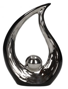 Betz Deko Figur Flamme 20x15x5 cm Farbe schwarz-silber