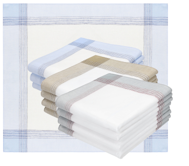 12 Mouchoirs En Coton Pour Homme - Carrés 40x40 Cm, Blanc, Idéaux Poche De Costume