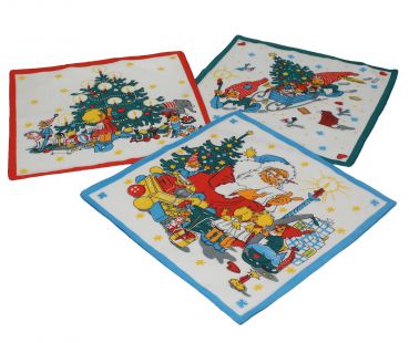 Set di 12 fazzoletti per bambini al motivo di Natale, misure 26 x 26 cm, 100 % cotone, design 10