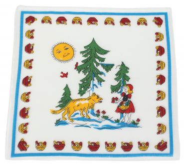 Betz 12 Pieces Kids Cloth Handkerchiefs Set 100 % Cotton Print: Little Red Riding Hood (Design 2) Size: 26x26 cm