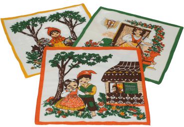 Betz 12 Pieces Kids Cloth Handkerchiefs Set (Design 4) 100 % Cotton Print: Fairy-tale Size: 26x26 cm