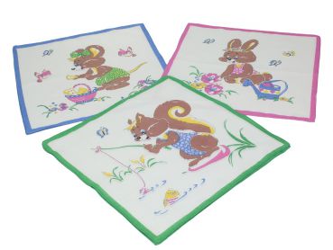 Set di 12 fazzoletti per bambini al motivo d'animali, misure 26 x 26 cm, 100 % cotone, design 6