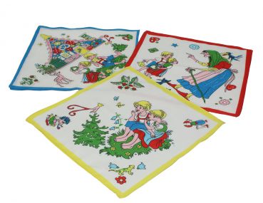 Lot de 12 mouchoirs pour enfant à motif féerique Jeannot et Margot 26 x 26 cm en 100% coton, Design 7