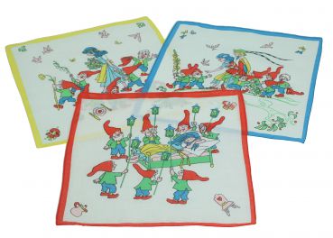 Betz Set di 3 fazzoletti per bambini in una scatola regalo misure 25 x 25 cm 100 % cotone motivi fiabeschi design 3 colore blu