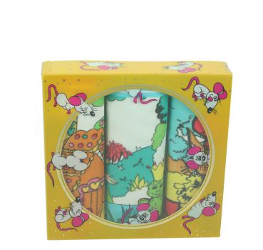 Betz 3 Stück Kindertaschentücher in der Geschenkbox  ca. 25x25 cm 100% Baumwolle Märchen Motive  Design 4 Farbe: gelb