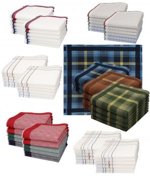 Betz 12 Stück Herren Stoff Taschentücher im Set Größe 40x40 cm bzw. 43x43 cm100% Baumwolle verschiedene Dessins