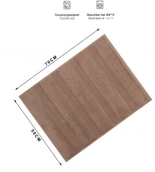 Betz Badvorleger Badematte Badteppich Duschvorlage DELUXE Größe 50x70 cm Qualität 680 g/m² 100% Baumwolle Farbe mokka