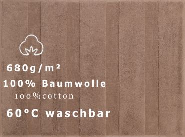 Betz Badvorleger Badematte Badteppich Duschvorlage DELUXE Größe 50x70 cm Qualität 680 g/m² 100% Baumwolle Farbe mokka