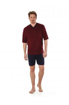 Betz 2 teiliger Herren Shorty Schlafanzug Pyjama kurz Farbe: bordeaux-rot Größen: 48-56