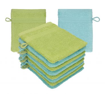 Betz Paquete de 10 manoplas de baño PREMIUM 100% algodón 16x21 cm azul  océano y verde aguacate