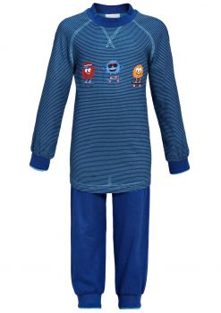 Kinder Schlafanzug Pyjama lang, Farbe: kobalt-blau gestreift, Größen: 92 - 128