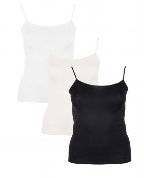 Camiseta interior deportiva de mujer con tirantes ajustables en 3 colores blanco, negro y champán tallas 40 - 48