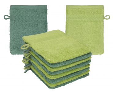 Betz Paquete de 10 manoplas de baño PREMIUM 100% algodón 16x21 cm verde abeto y verde aguacate