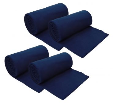 Betz Set di 4 coperte in pile misure 130x170 cm colore blu scuro