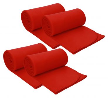 Betz Set of 4 Luxury Fleece Blankets  Size 130x170 cm colour red
