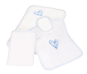 Betz Babyset CUORICINO 3 pz. asciugamano con cappuccio 85x85 cm 100% cotone 1 asciugamano da bagno per bambini 1 bavaglino 1 guanto da bagno Baby