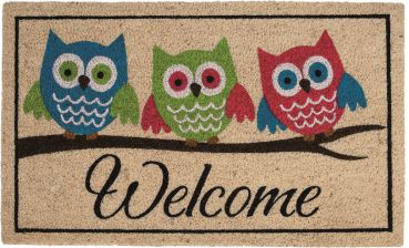 Betz Coconut Mat Doormat Doormat 3 Owls Welcome Beige Size 45 x 75 cm