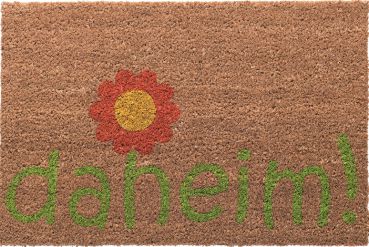 Betz paillasson rectangulaire coloré de 40 x 60 cm essuie-pieds tapis en fibre de coco avec une fleur et une inscription daheim !