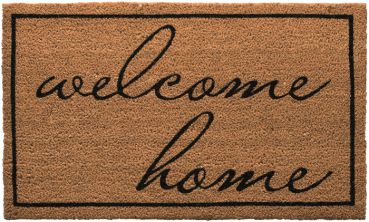 Betz coconut fibre doormat coloured in brown with Welcome home  design Size 45x75cm