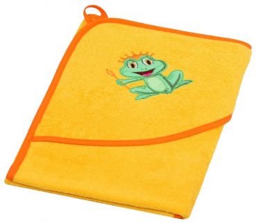 Betz Serviette de bain à capuche LE ROI GRENOUILLE Sortie de bain à capuche 100% coton taille 80x80 cm couleur orange