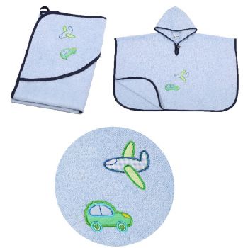 Betz Asciugamano da bagno con cappuccio o Accapatoio per bagno e doccia per bambini AUTO&AVIATORE 100%  cotone