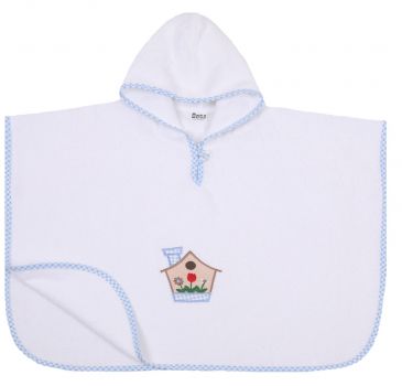 Betz poncho pour enfant PETIT MAISON  poncho de bain 100% coton taille 68x54 cm couleur blanc-bleu clair