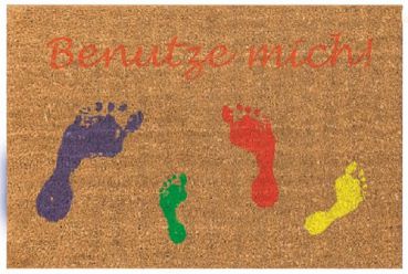 Betz paillasson rectangulaire 40 x 60 cm essuie-pieds tapis en fibre de coco avec inscription allemande « Benutze mich »