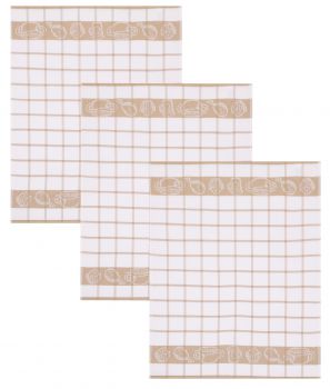 Betz 3 Pieces Kitchen Towel Set GUTEN APPETIT II. Kitchen Hand Towel Tea Towel Terry Cloth Size: 50 x 70 cm Colour: Brown