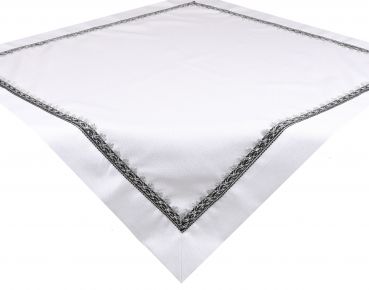 Betz Mitteldecke Tischdecke mit Lurex Spitze Größe 85x85 cm Farbe weiß