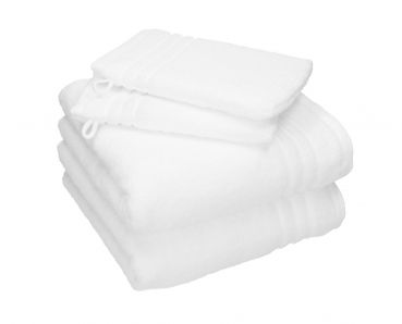 Betz 4 Piece Towel Set 100% Cotton 2 hand towels 50x100cm and 2 wash mitts 16x21cm colour white