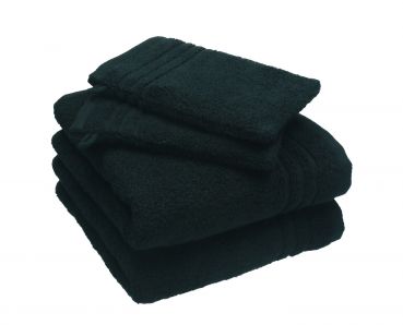 Betz 4 Piece Towel Set 100% Cotton 2 hand towels 50x100cm and 2 wash mitts 16x21cm colour black