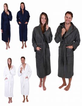 Betz Cotton Bathrobe with hood for men and women - sauna bathrobe - long bathrobe - sauna dressing gown– TEDDY