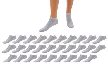 Betz 30 Paar Sneaker Socken Damen und Herren - Füßlinge – Kurze Socken - Baumwolle mit Komfortbund ohne drückende Naht – Classic – Größen 35 – 46 Farben Schwarz Weiß Grau