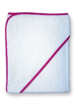 Betz 1 St Kapuzen Kinderbadetücher 100% Baumwolle Größe: 77x80 cm Kapuzenhandtuch Kapuzenbadetuch Kapuzentuch Farbe: Uni Weiß, Einfassung Pink