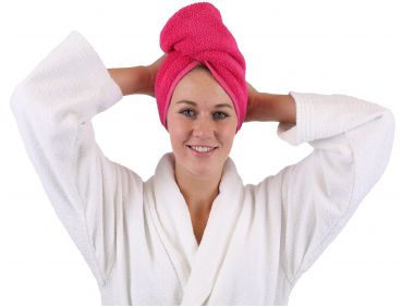 Betz turbante toalla para el pelo 100% algodón tejido de rizo de color fucsia