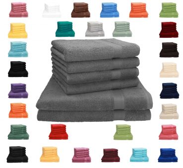 Premium set de serviettes ensemble de 6 serviettes: 2 grandes serviettes de bain 70x140 cm 4 serviettes de toilette 50x100 cm