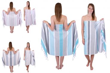 Betz fouta - drap de hamam 90 x 170 cm - 2 pièces -  serviette de bain - grande serviette de plage serviette à sauna en 100% coton