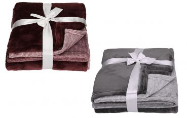 Betz blanket with ribbon 140x190 cm 2 different colors