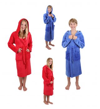 Children Hooded Bathrobe 'Kids Comfort' striped or uni, Colours: blue and red - Kopie
