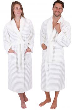Betz bathrobe BONN microfiber structured plush for women and men with shawl collar S/M - L/XL color natural white